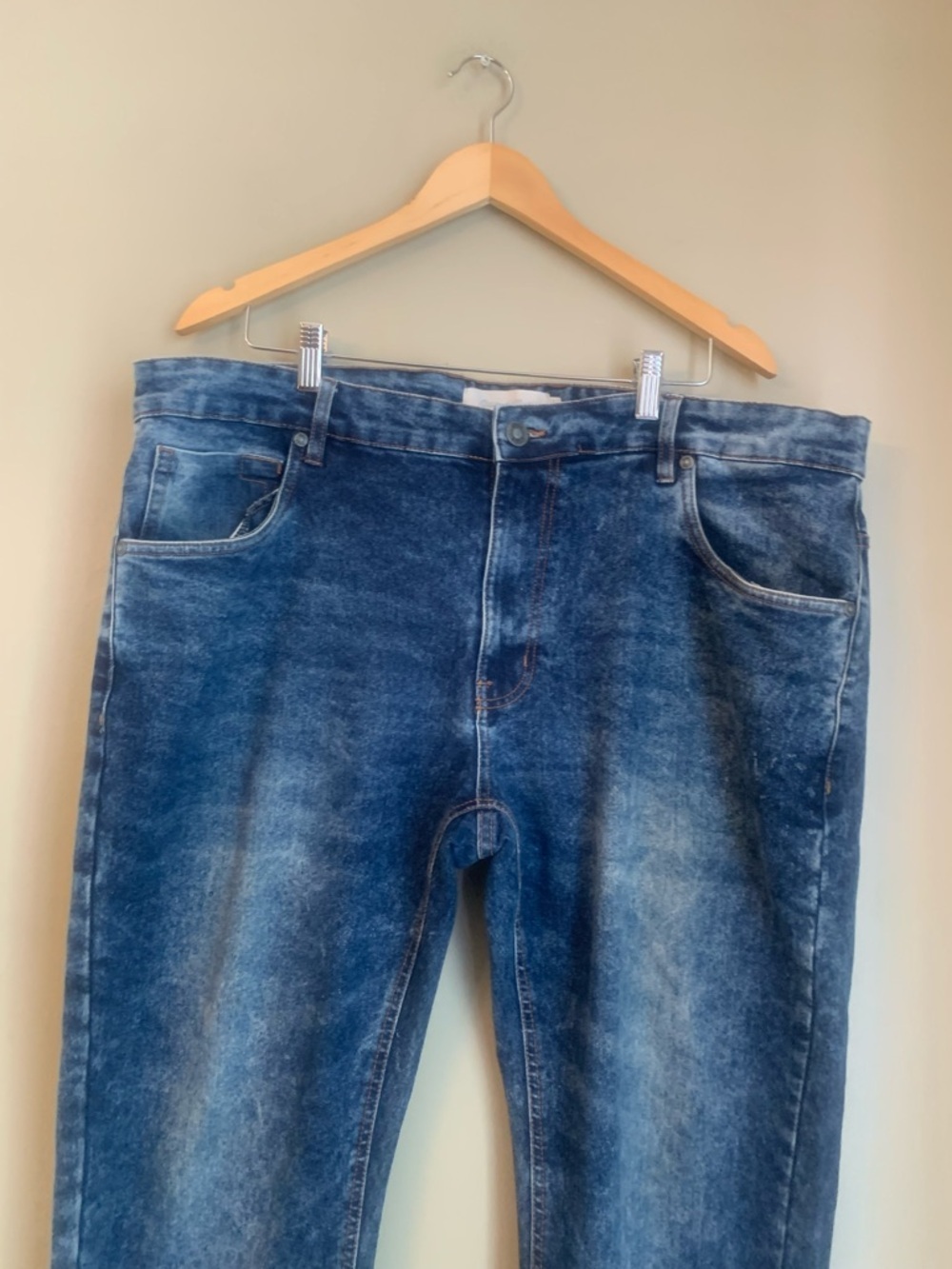 Men's Stitches And Rivets Jeans Size 42/30 Straight Fit Blue Dark Wash - Picture 2 of 11